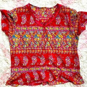 Red patterned sparkly top